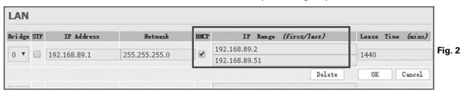 LANDXCAPE LX910 - Make sure DHCP function is enabled. (See Fig. 2) - 1
