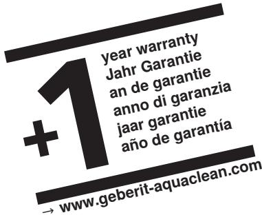 GEBERIT KIT HYGIèNE JAPONAIS LAVANT POUR WC CAMA - Registrazione per la garanzia - 1
