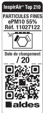 ALDES AURA 210 - InspirAIR Top 210 - POSITION DES FILTRES SUR L'UNITÉ - 1