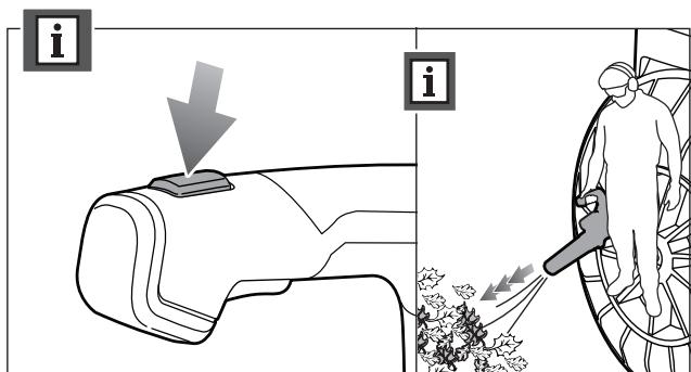 Diagram illustrating vehicle exhaust pollution with labeled warning symbols and a worker spraying air.