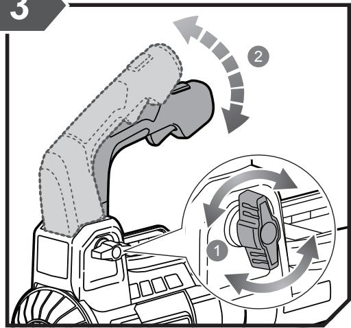Diagram illustrating a robotic arm with labeled parts and directional arrows, showing motion sequence and component positioning.
