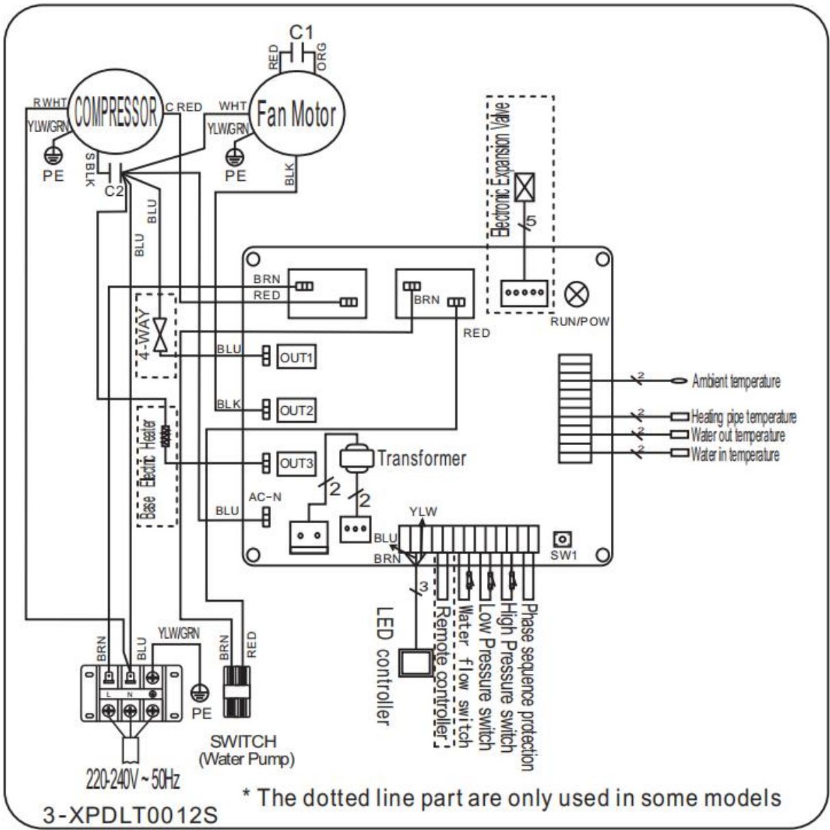 GRE HPG25 - HPG40 - HPG50 - HPG70 - CALEFACCION DE LA BOMBA DE CALOR DE LA PISCINA DIAGRAMA - 1