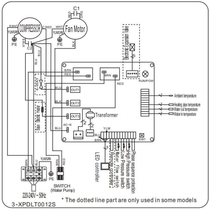 GRE HPG25 - HPG40 - HPG50 - HPG70 - Schéma de câblage de la pompe à chaleur - 1