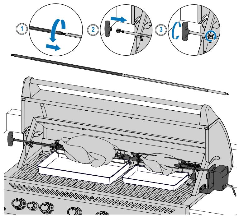 NAPOLEON GRILLS BI32, BI12 & BI10, BIG32, BIG38 & BIG44, BIB10, BIB12 & BIB18 - Spit Rod: Option 3 - 1