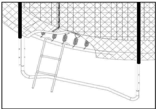TRIGANO TRAMPOLINE + FILET + ECHELLE - ETAPE 8 - Mise en place de l'échelle - 1