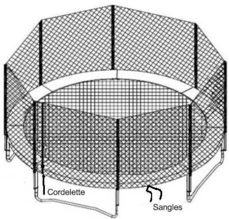 TRIGANO TRAMPOLINE + FILET + ECHELLE - Attention - 8