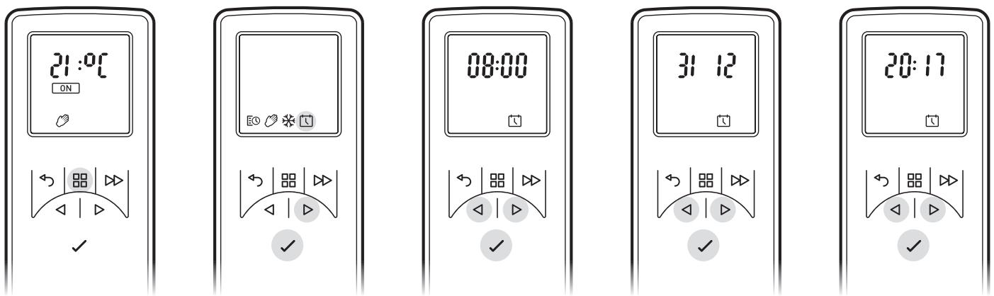 DIMPLEX CASSETTE DIMPLEX 400 LED - Einstellen von Datum und Uhrzeit - 1