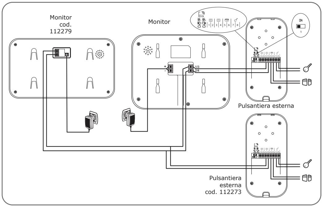 AVIDSEN BAMBOU VIEW - - COLLEGAMENTI 2 MONITOR + 2 PULSANTIERE ESTERNE - 1