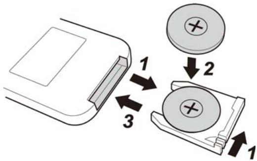 EQUATION TOWER 2 - FZ30-48WR-LED - Replacing the remote control battery (CR2025 3V) - 1