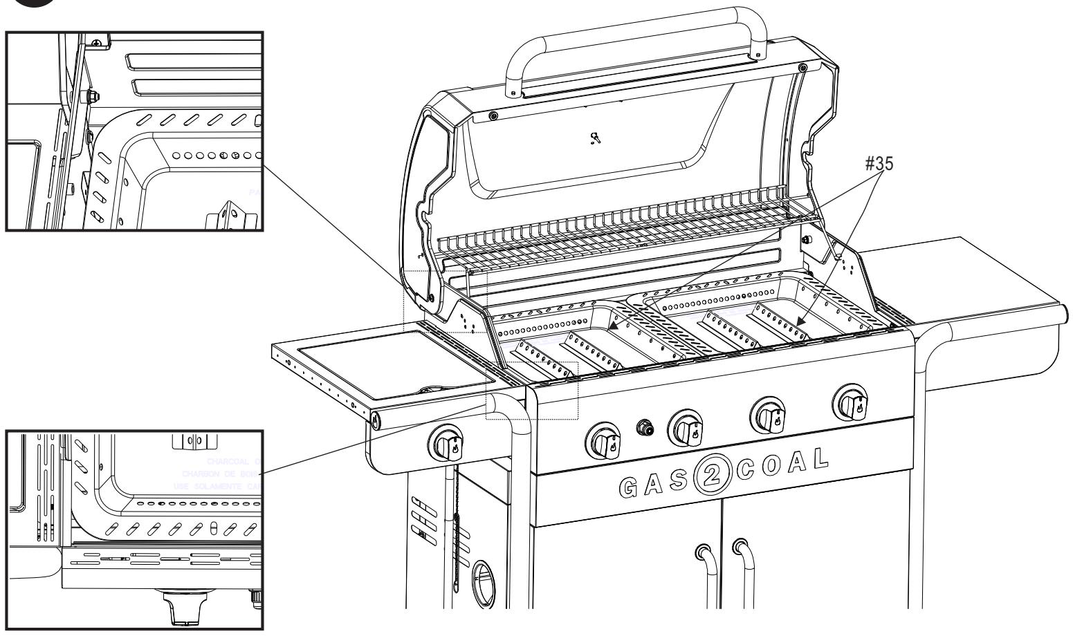 CHAR BROIL GAS2COAL - 468301421 - 468301421UK - 468302421 - GAS TO CHARCOAL CONVERSION MUST BE DONE WITH A COLD GRILL. - 3