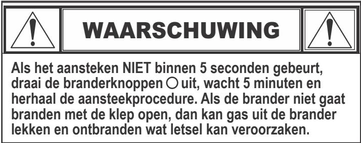 CHAR BROIL GAS2COAL - 468301421 - 468301421UK - 468302421 - Gasontsteking handleiding - Aansteker aansteken - Leun Niet over het apparaat bij aansteken. - 2