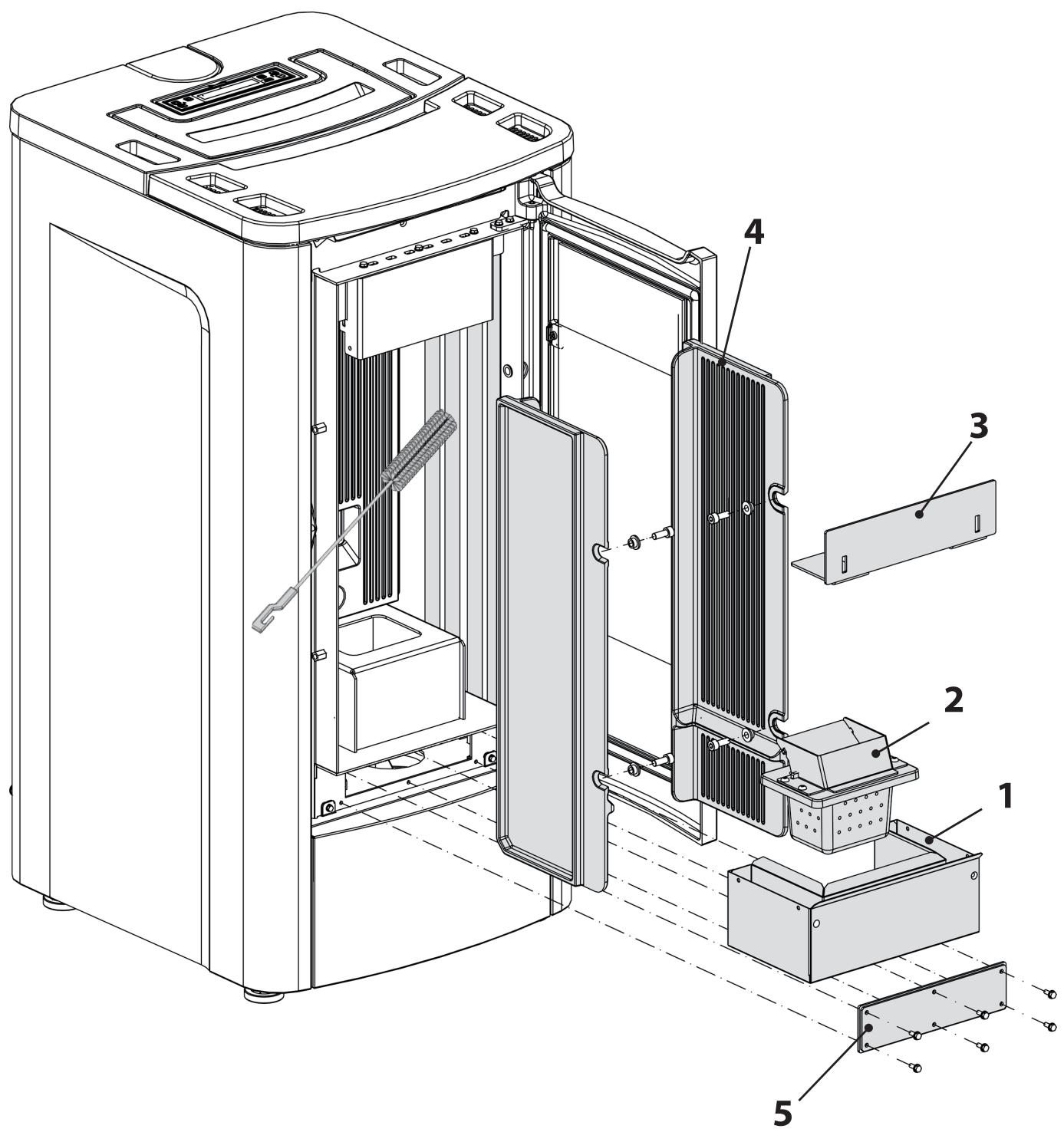 EXTRAFLAME TEOREMA - TEOREMA plus - NETTOYEUR ÉCHANGEUR THERMIQUE ET COMPARTIMENT SUPÉRIEUR : - 1
