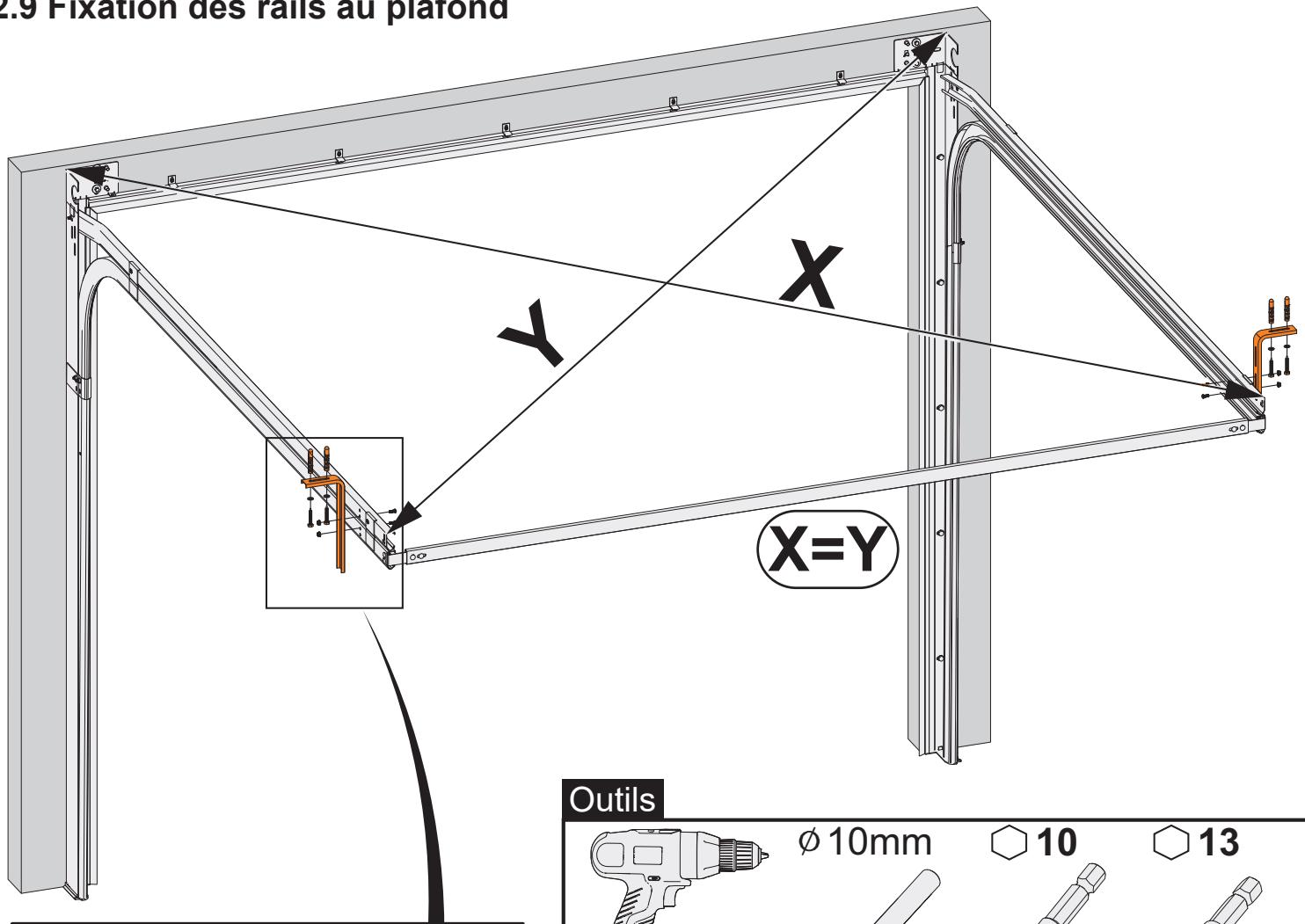 FLEXIDOOR ESSENTIEL - Fixation des rails au plafond - 1