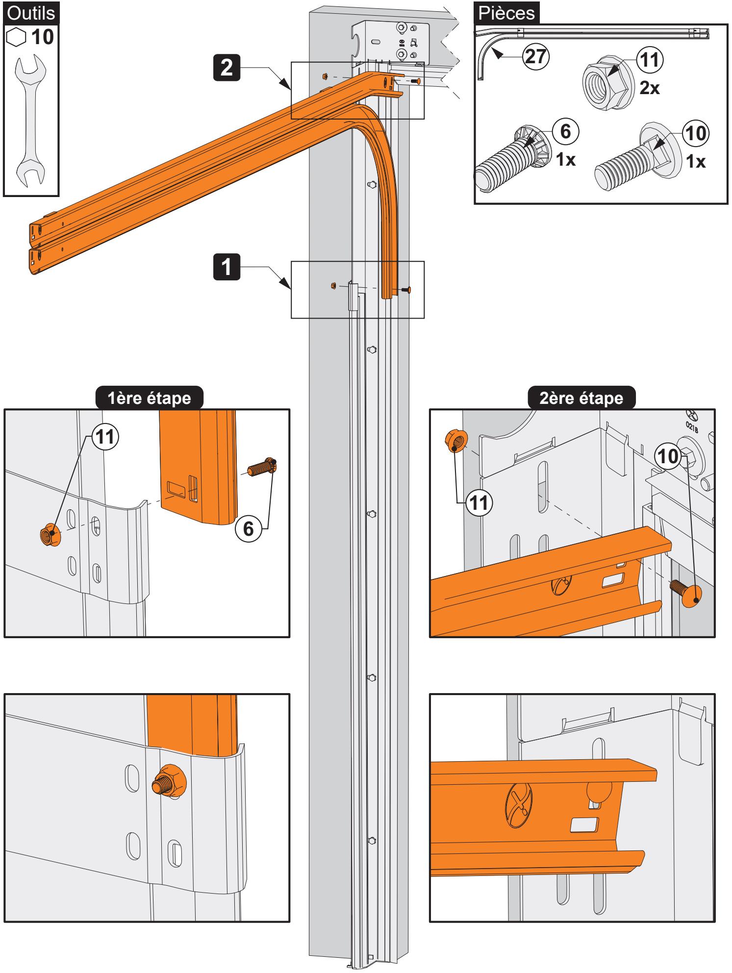 FLEXIDOOR ESSENTIEL - Fixation des rails horizontally aux cornières - 1