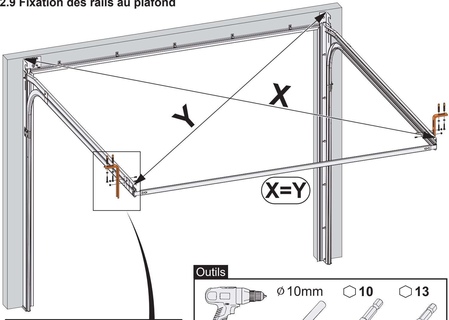 FLEXIDOOR ESSENTIEL RAINURES - Fixation des rails au plafond - 1