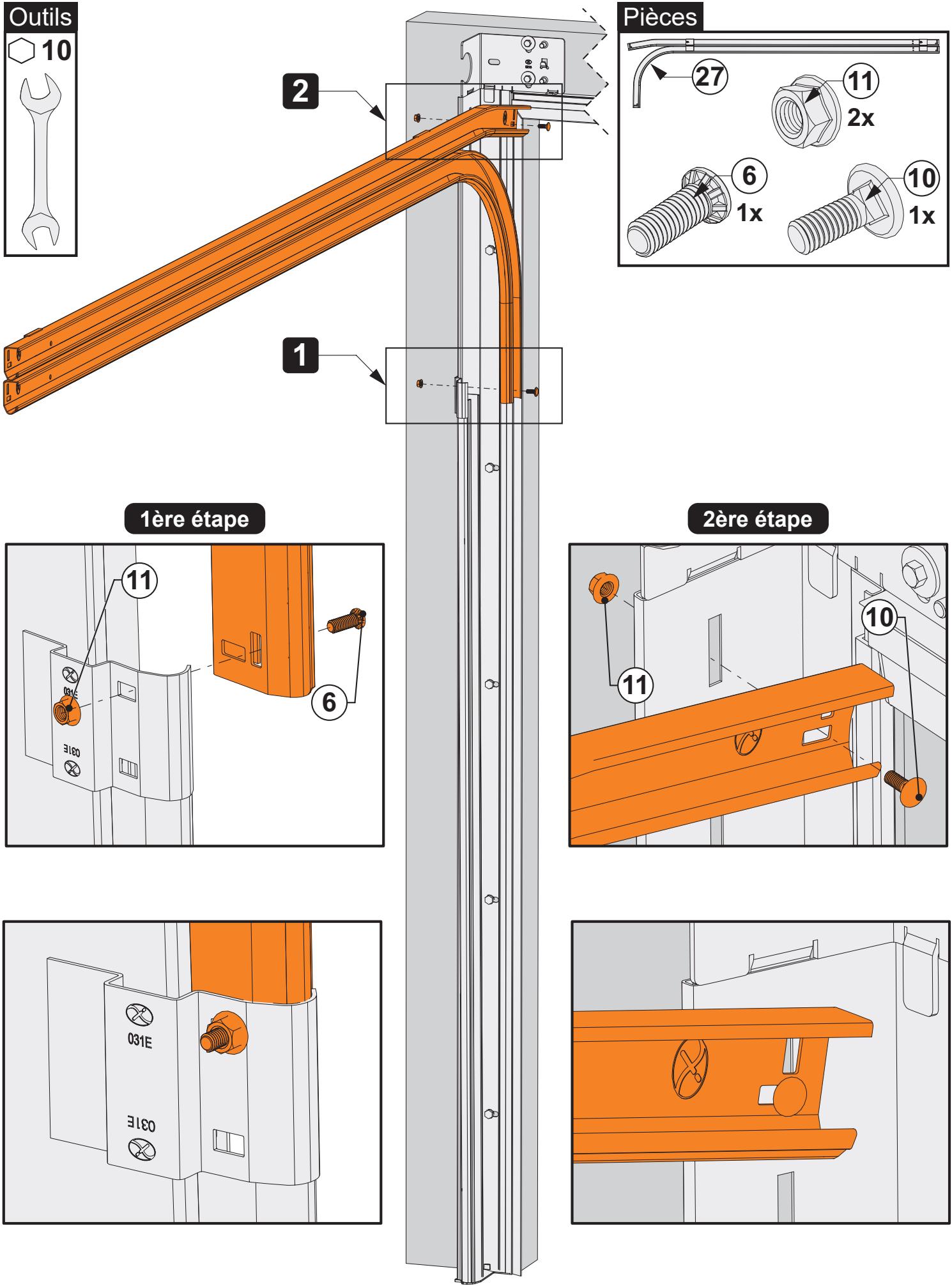 FLEXIDOOR ESSENTIEL RAINURES - Fixation des rails horizontally aux cornières - 1
