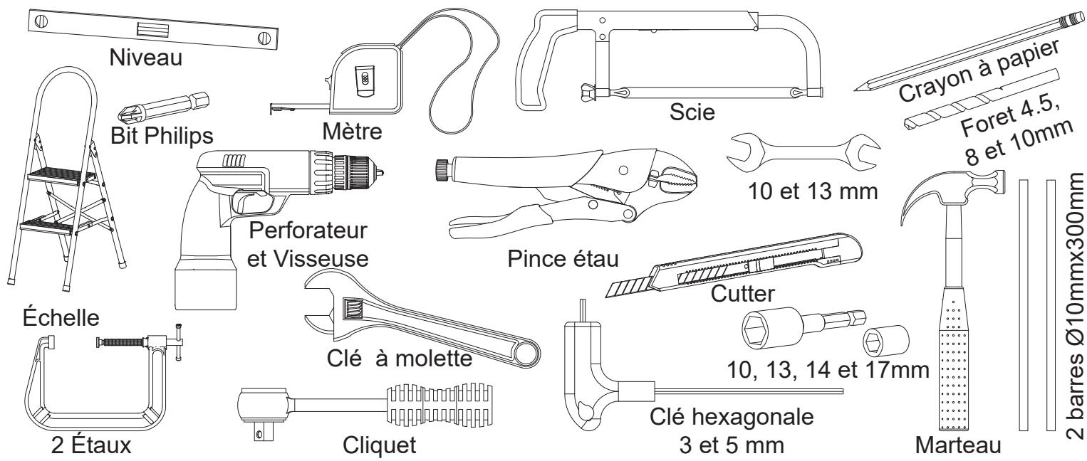 FLEXIDOOR PORTE GARAGE SECT.MOTO - Outils nécessaires pour l'installation - 1