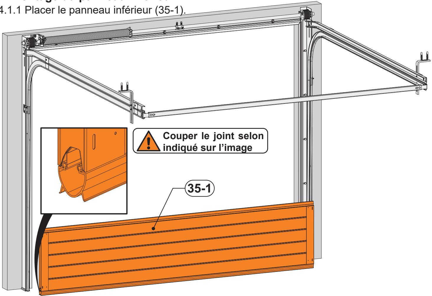 FLEXIDOOR PORTE GARAGE SECT.MOTO - Montage du panneau inférieur - 1