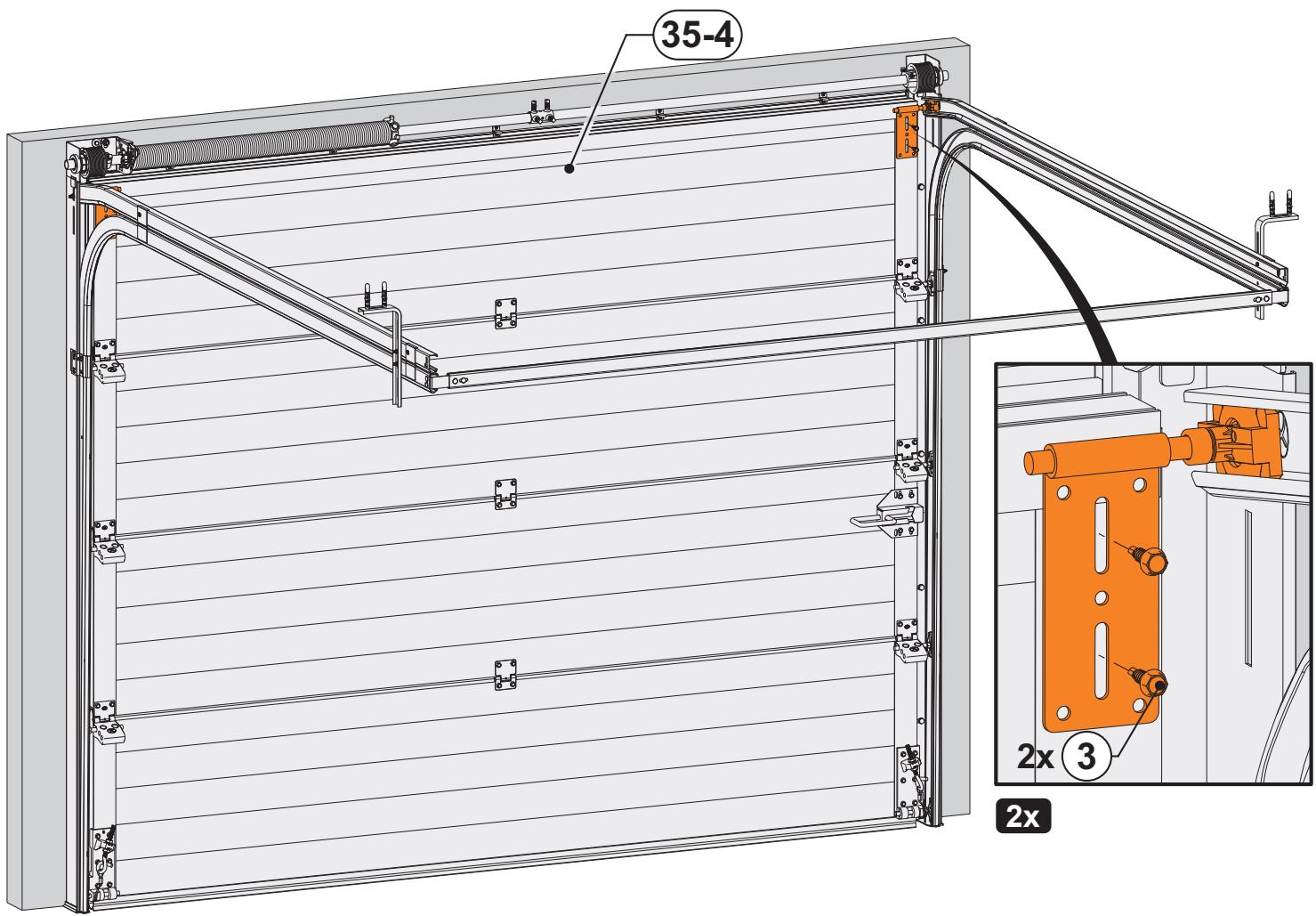 FLEXIDOOR PORTE GARAGE SECT.MOTO - Montage du panneau supérieur - 5