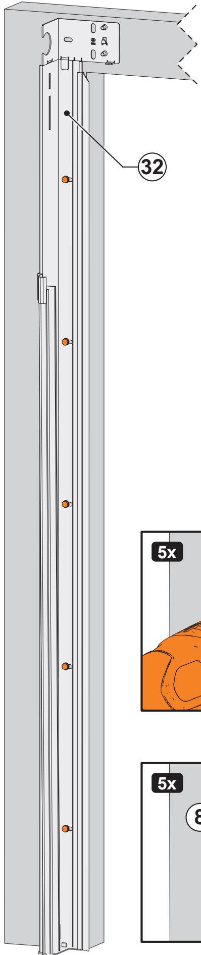 FLEXIDOOR PORTE GARAGE SECT.MOTO - Positionner la cornière (32). - 8