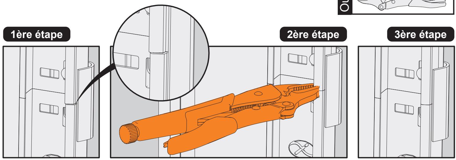 FLEXIDOOR BAIE MAXIMALE - Aligner les rails verticaux des équcherres (31 et 32) avec les rails horizontally (26 et 27) avec une pince, de façon à ce que le galet en passant n'ait pas de points culminant. - 2