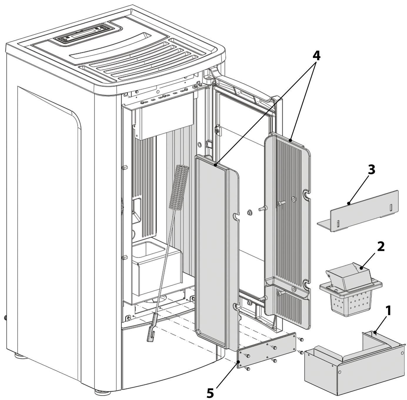EXTRAFLAME DAHIANA VFS - DAHIANA PLUS VFS - NETTOYEUR ÉCHANGEUR THERMIQUE ET COMPARTIMENT SUPÉRIEUR - 1