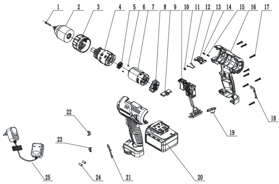 DEXTER 12VSD2-21.51A - DIAGRAMA DE DESPIECE Y LISTA DE PIEZAS - 1