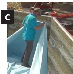 GRE CARRA 3 - FR La buse de refoulement sert a faire entrer I'eau filtrée dans le bassin. Elle traverse la paroi via l'orifice circulaire réservé sur le madrier pré-percé. MISE EN PLACE - 8