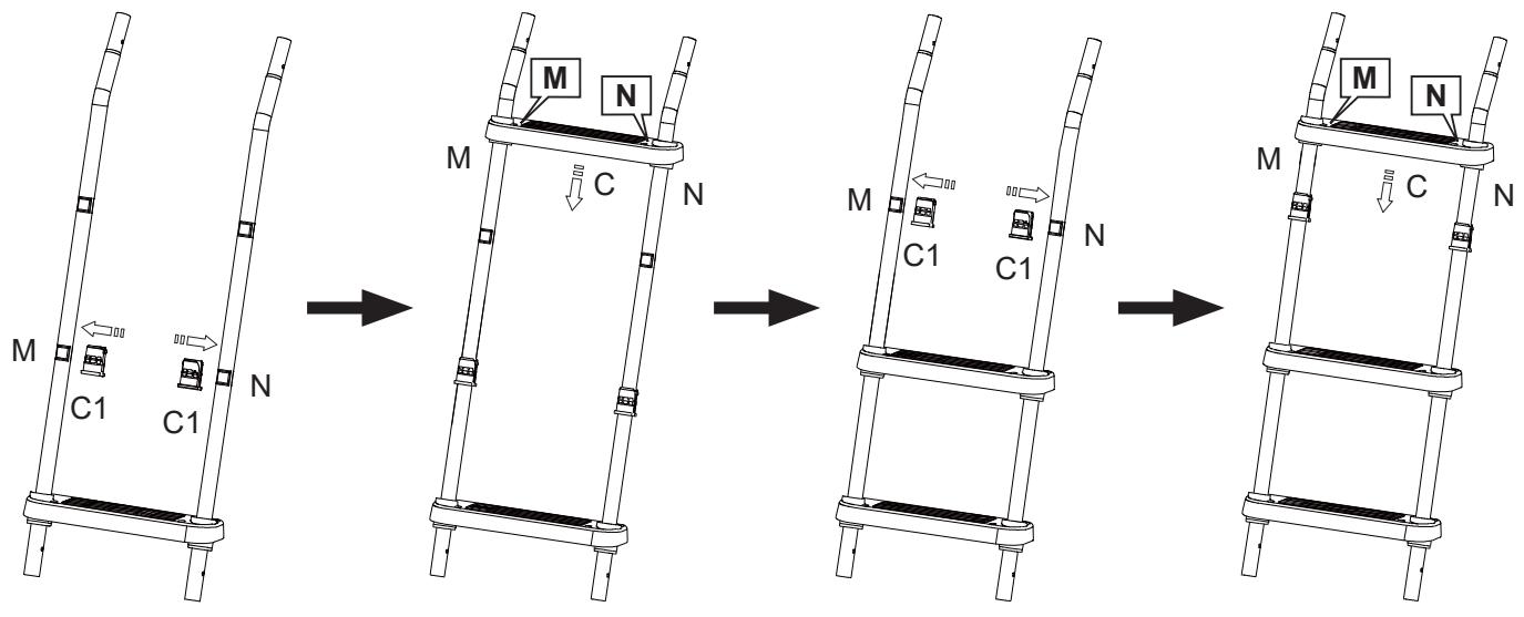 INTEX TOBOGGAN AUTOPORTANT - ASSEMBLAGE DES PIEDS SUPÉRIÉURS (suite) - 1