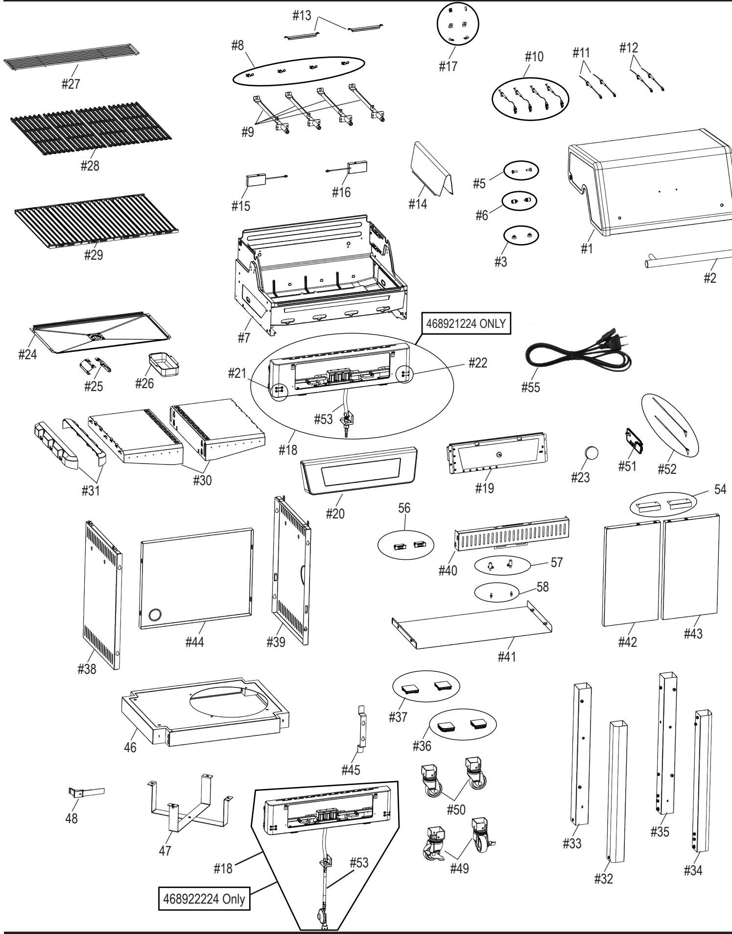 CHAR BROIL CRUISE - 468921224 - 468922224 - REPLACEMENT PARTS DIAGRAM - 1