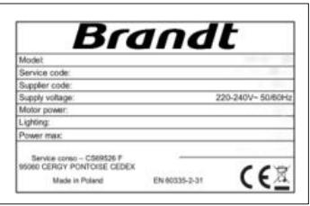 BRANDT BHV2673XB - Myynnin jälkeiset huoltopalvelut - 2