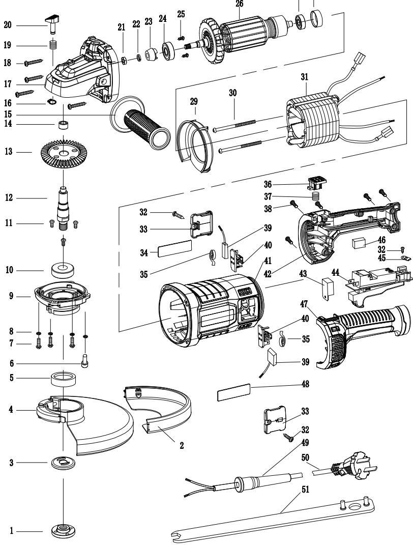 DEXTER DP6 - 2100AG2-230.5001 - VUE ÉCLATÉE AVEC LISTE DES PIEÇES - 1