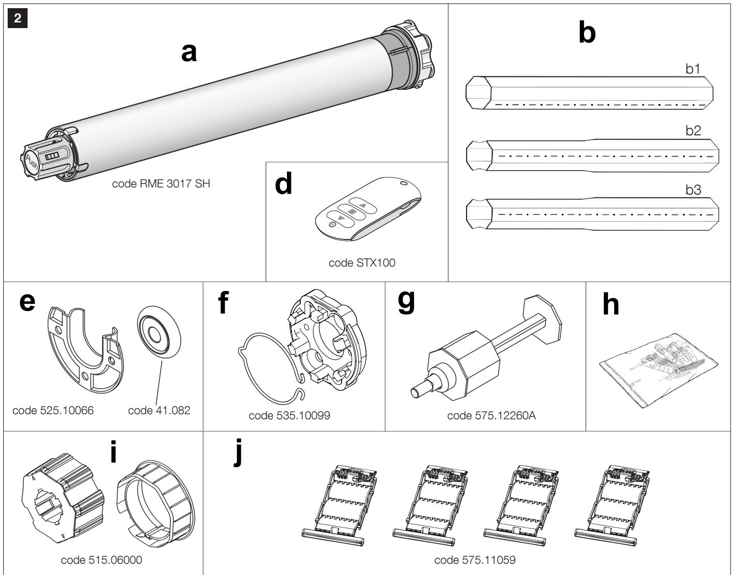 NICE HOME RMEKIT AXS 3017 SH - - COMPOSANTS PRÉSENTS DANS LE KIT - 1