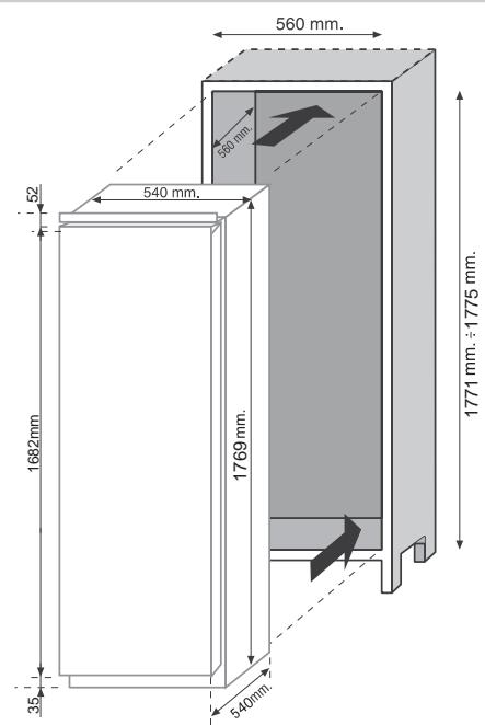 CANDY CM4S518EW - DIMENSIONES DEL PRODUCTO Y HUECO DE ENCASTRE - 1