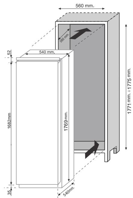 CANDY CM4S518EW - PRODUCT DIMENSIONS AND BUILT-IN COMPARTMENT - 1