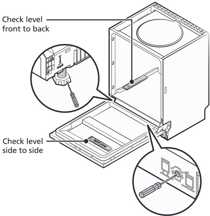 BRANDT BKDI144LB - Step 5. Levelling the dishwasher - 1