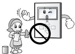 Cartoon illustration showing a girl holding a sign with a prohibition symbol, next to a computer screen displaying a warning icon.