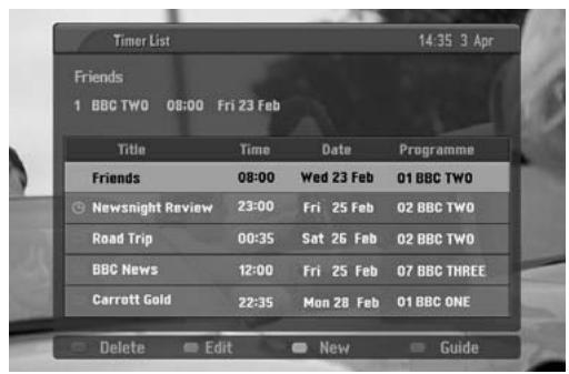 LG 32LC5 - Button Function in Timer List Mode - 1