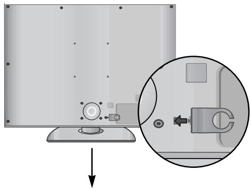 LG 426100 - Noregulējiet caurumu, izmantojot KABELU TURĒTĀJA SKAVAS cilpu. - 1