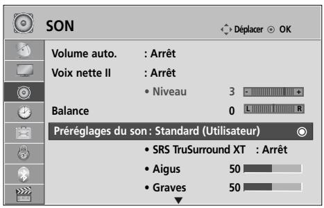 LG 32LH3000 - RÉGLAGES DU SON : MODE UTILISATEUR - 1