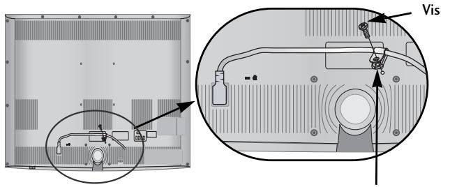 LG 32LH3000 - Fixez le cordon d'alimentation avec le support de protection et la vis comme illustré. Ceci empêchera de retirer le cordon par accident. - 1