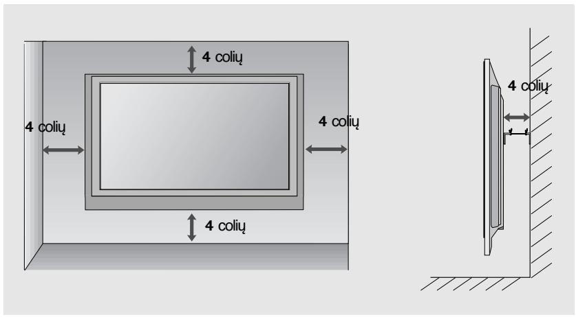 LG 32PG6000 - TVIRTINIMAS PRIE SIENOS: TVIRTINIMAS HORIZONTALIOJE PADUTYJE - 2