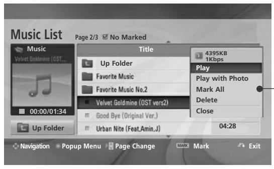 LG 55SL8000 - Music Selection and PopUp Menu - 2