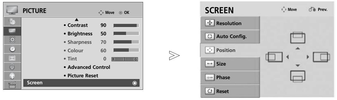 LG 55SL8000 - Adjustment for screen Position, Size, Phase - 1