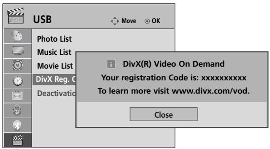 LG 55SL8000 - DIVX REGISTRATION CODE - 3