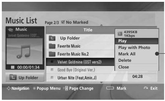 LG 19LU5000 - Music Selection and PopUp Menu - 2