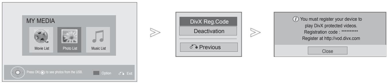 LG 32LD450 - DIVX REGISTRATION CODE - 1