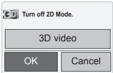 3D Turn off 2D Mode. 3D video OK Cancel