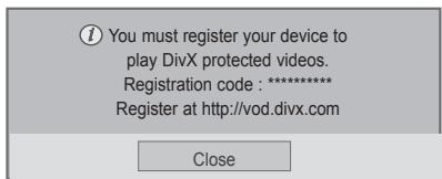 You must register your device to play DivX protected videos. Registration code : ******** Register at http://vod.divx.com Close