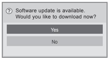 Software update is available. Would you like to download now? Yes No